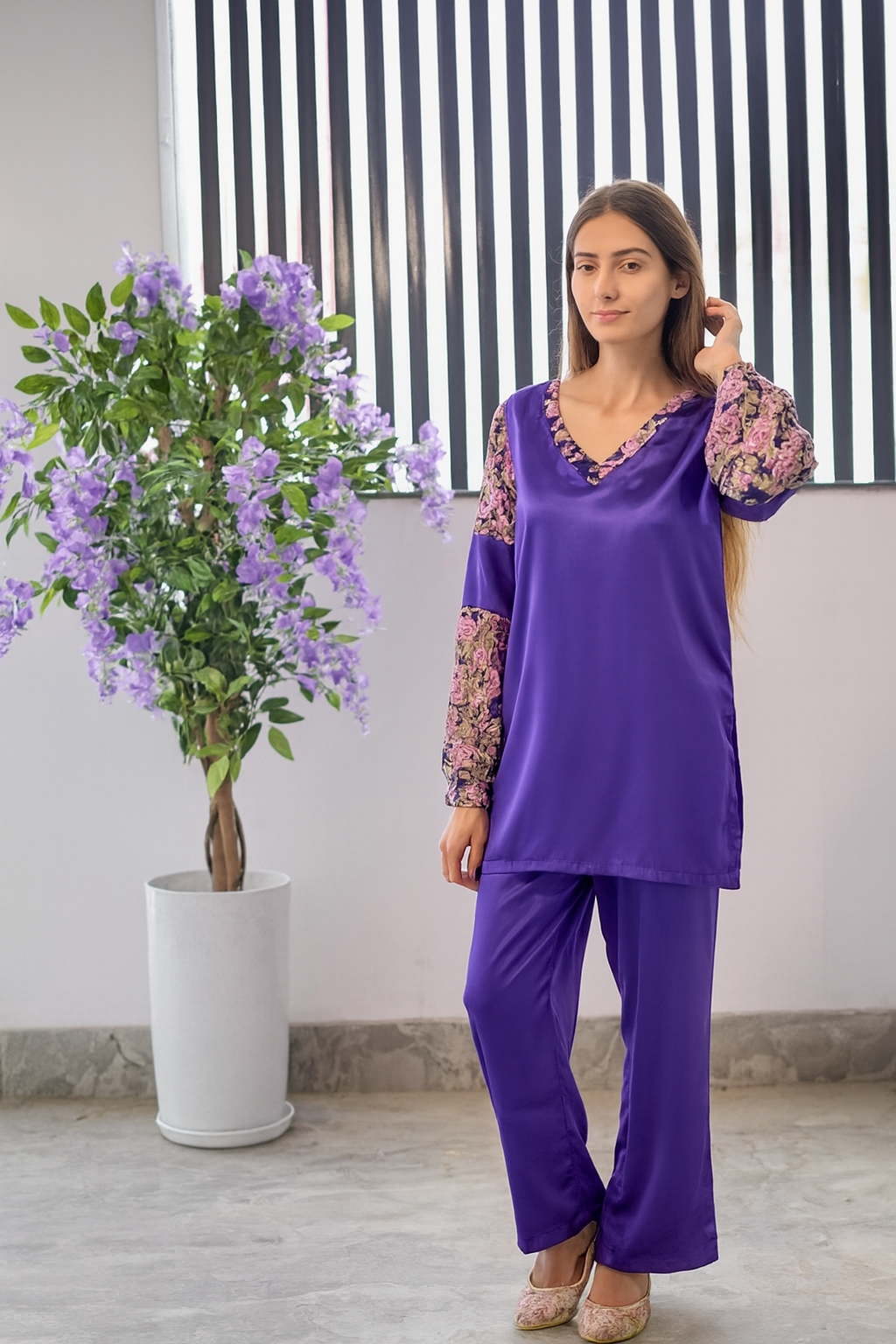 Royal purple satin ensemble