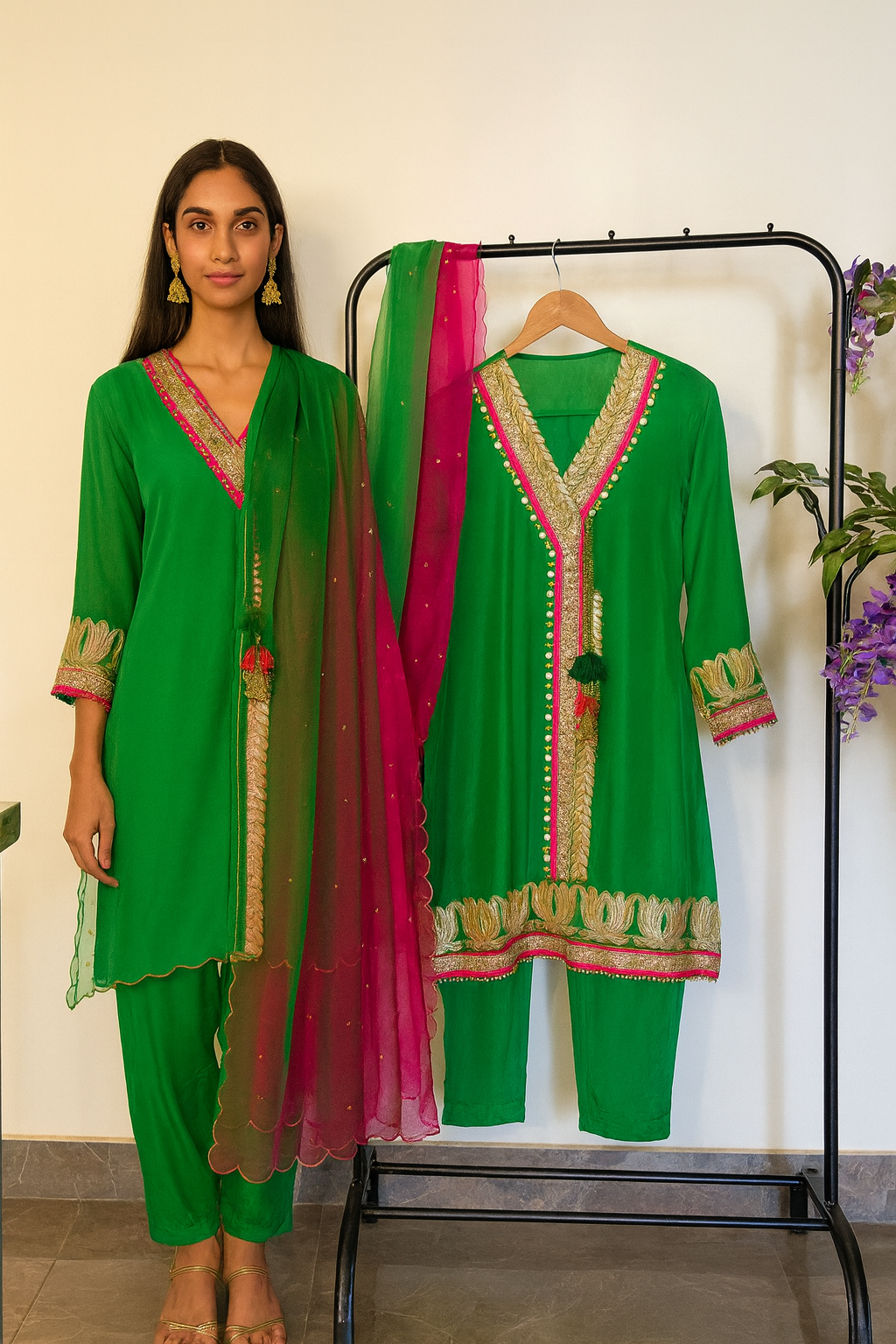Emerald Grace Anarkali Suit Set