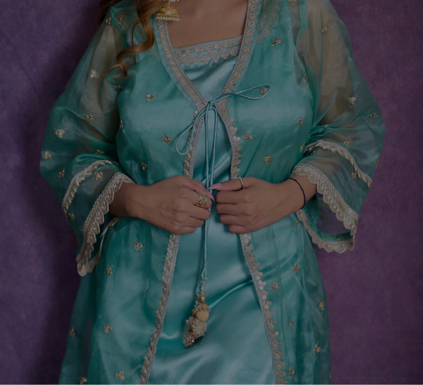 Mint Dream Organza Suit Set