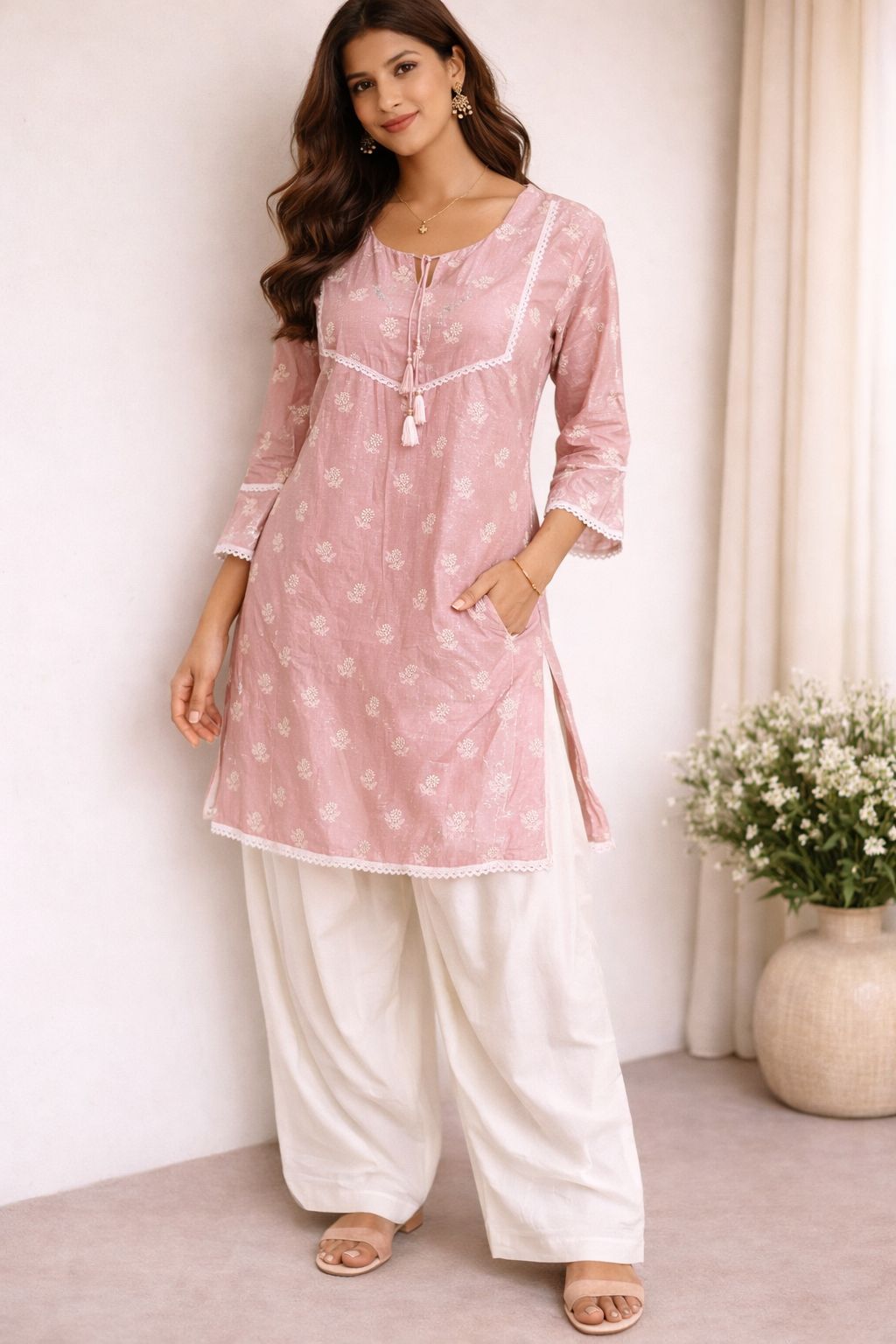 Rose Whisper Kurti