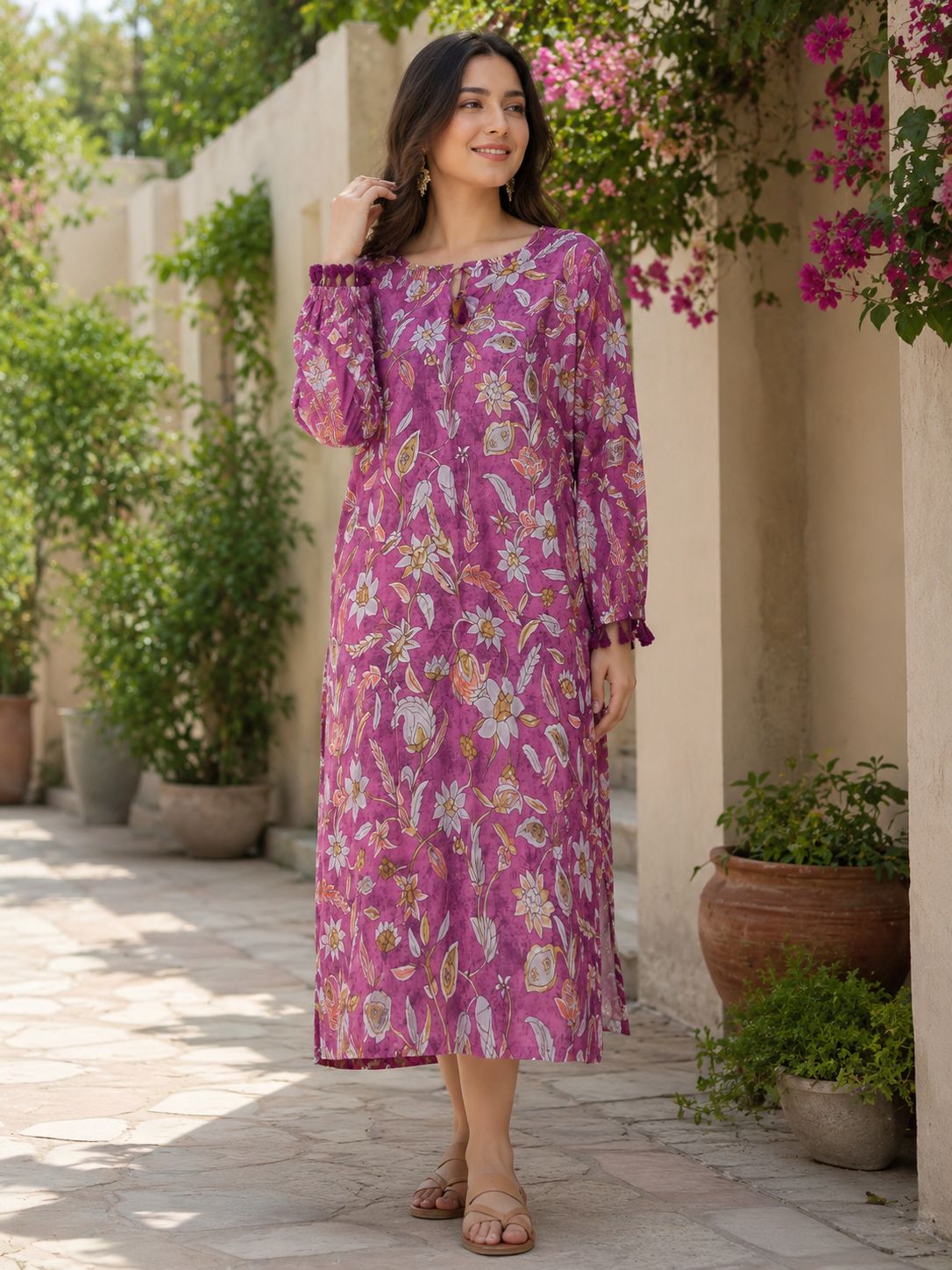 Floral Digital print Crepe Kaftan