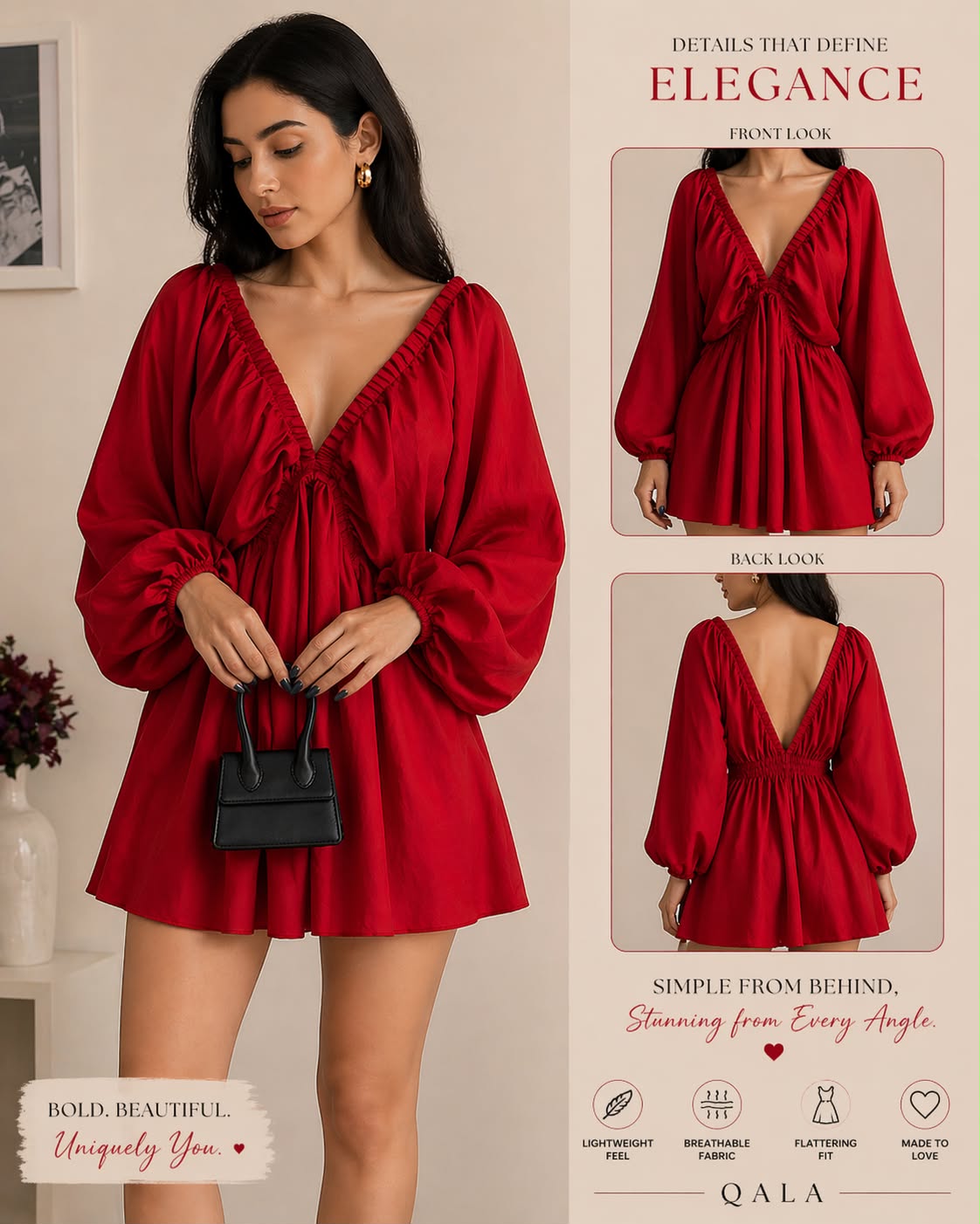 Ruby Charm Off-Shoulder Dress