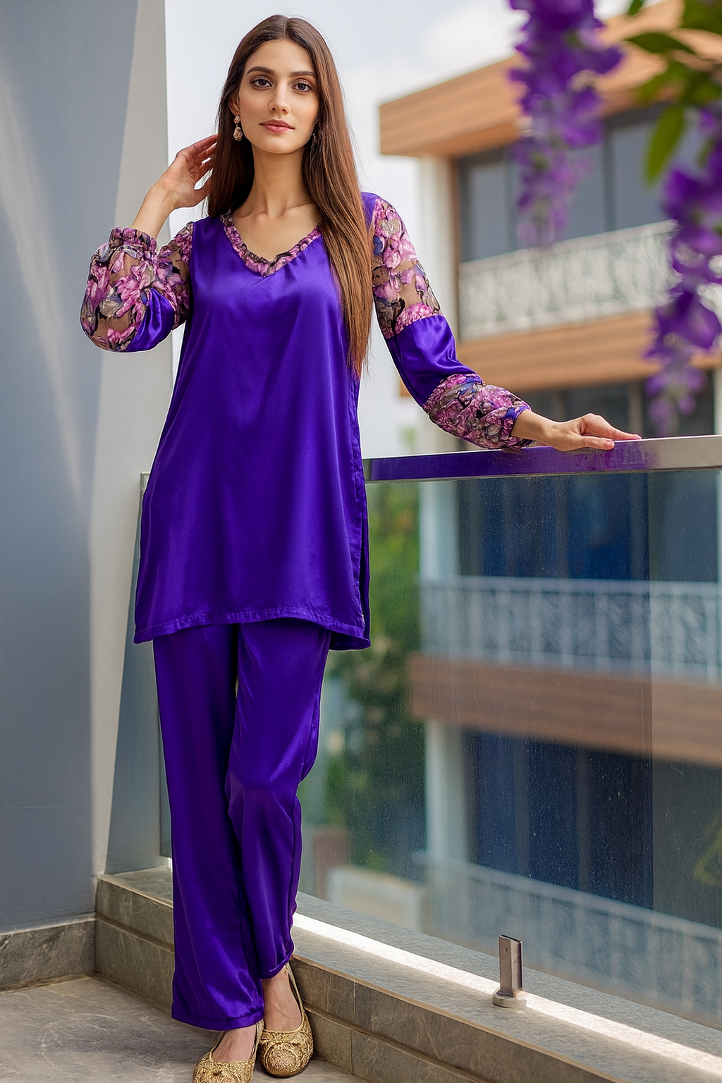 Royal purple satin ensemble