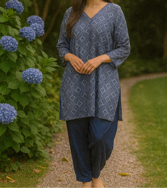 Printed Kurta with Farsi Satin Salwar