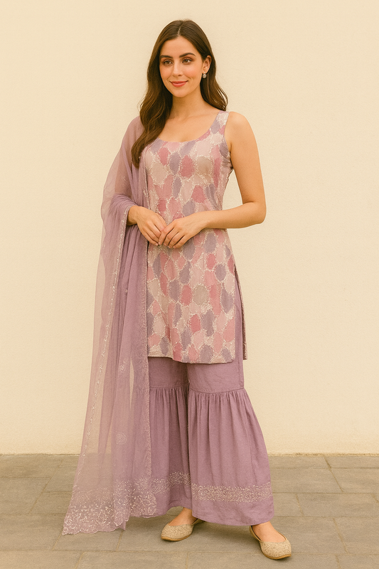 Lavender Mist Embroidered Sahara Set