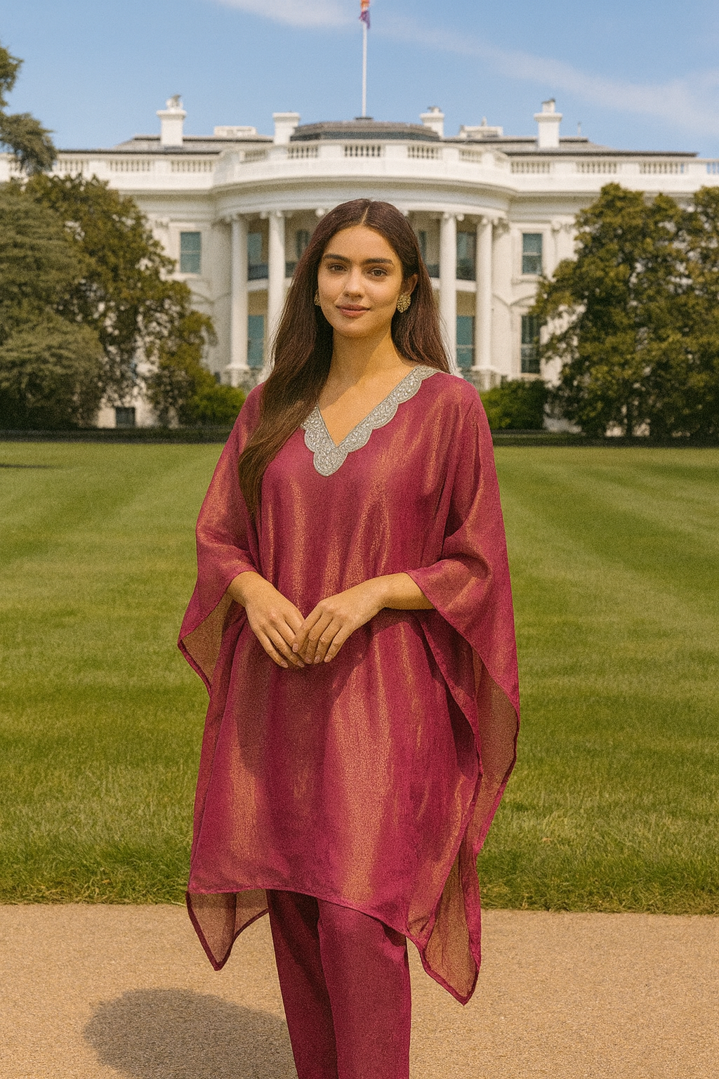 Crimson Aura Kaftan Set