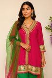 Fuchsia Garden Embroidered Suit Set