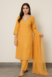 Amber Glow Embroidered Suit Set