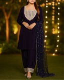 Midnight Charm Embroidered Suit Set