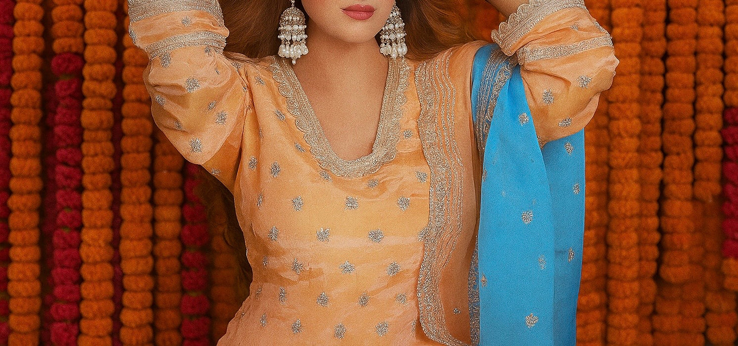 Amber & Aqua Silk Suit Set