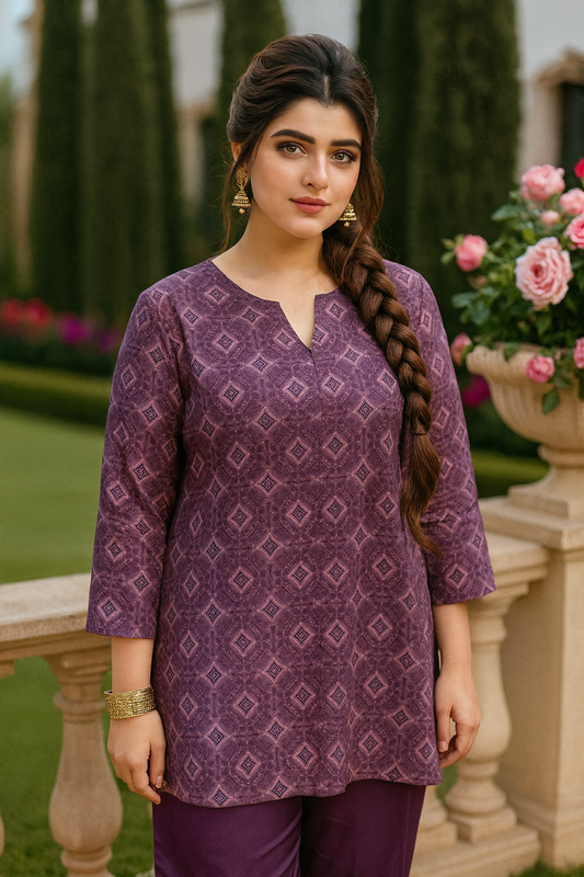 Printed Kurta with Farsi Satin Salwar