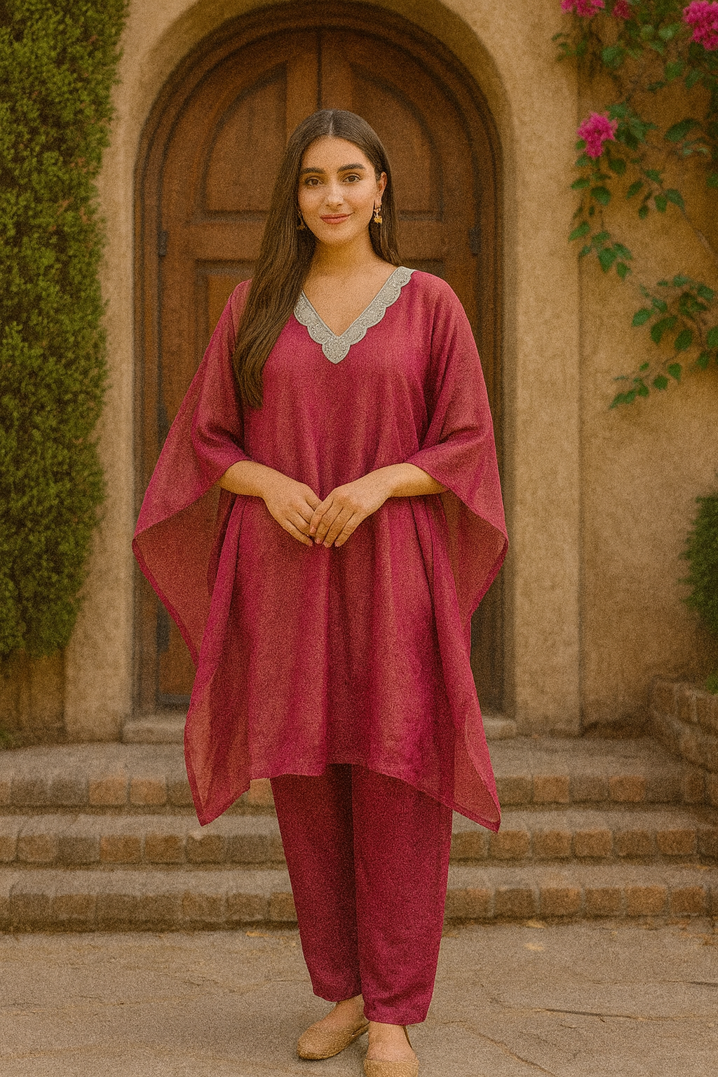 Crimson Aura Kaftan Set