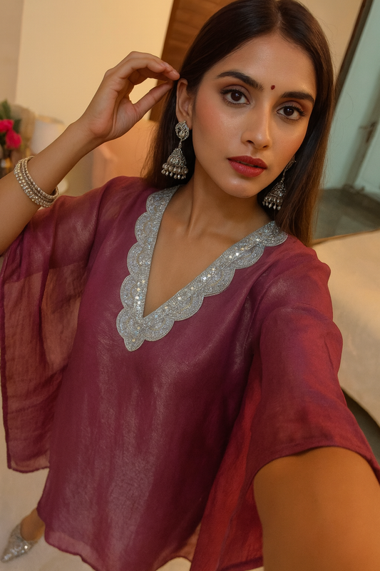 Crimson Aura Kaftan Set