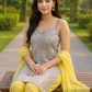 Silver Grey Kurta with Lemon Yellow Pants