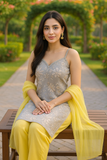 Silver Grey Kurta with Lemon Yellow Pants
