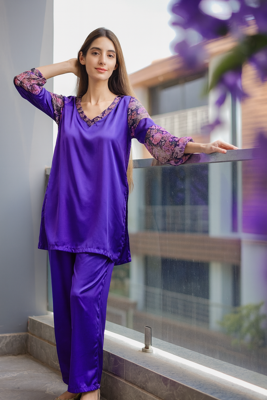 Royal purple satin ensemble