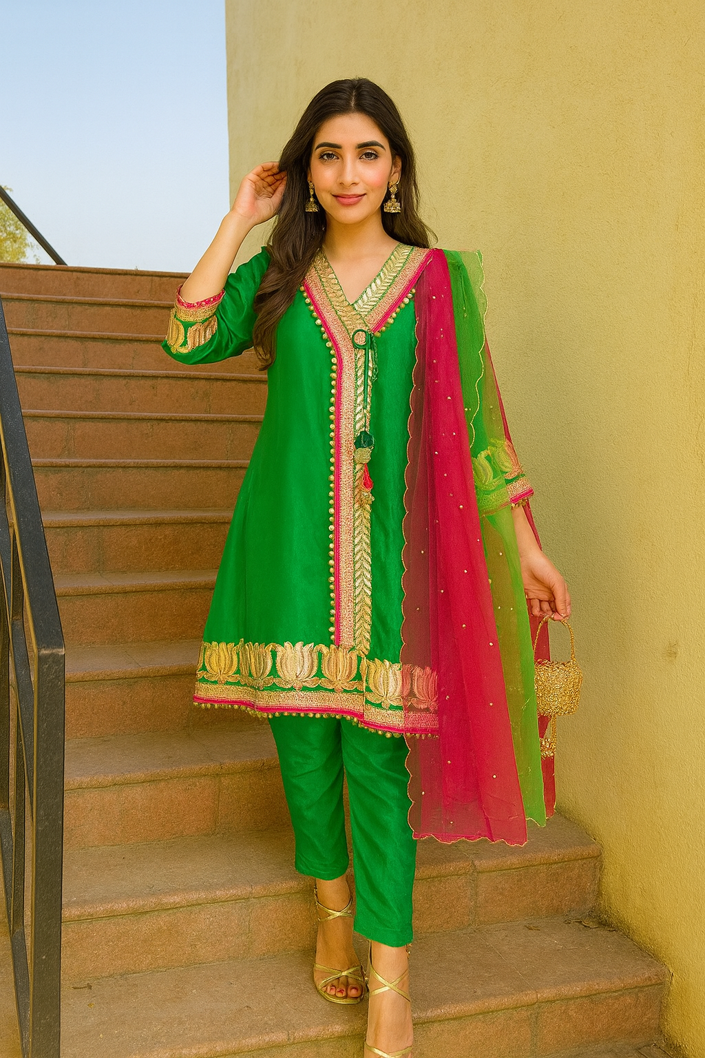 Emerald Grace Anarkali Suit Set