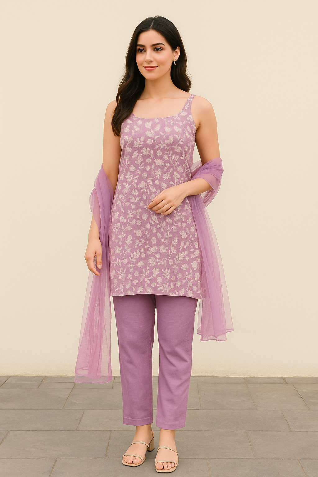 Lavender Grace Embroidered Suit Set