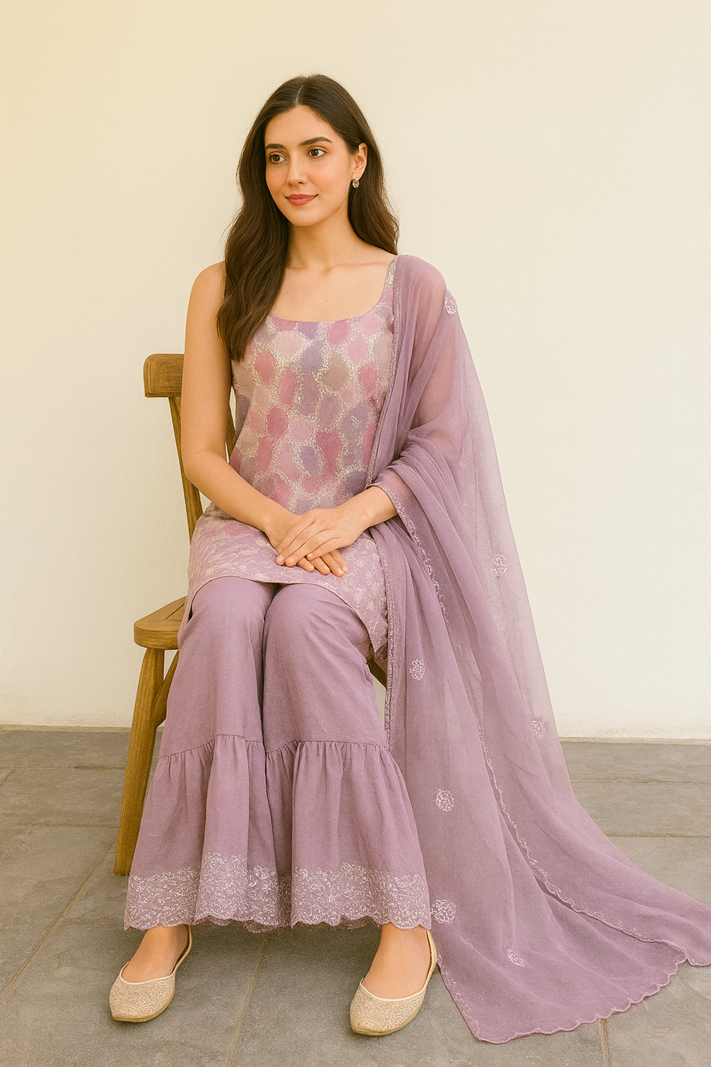 Lavender Mist Embroidered Sahara Set