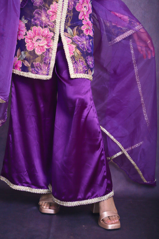 Royal Orchid Silk Embroidered Suit Set