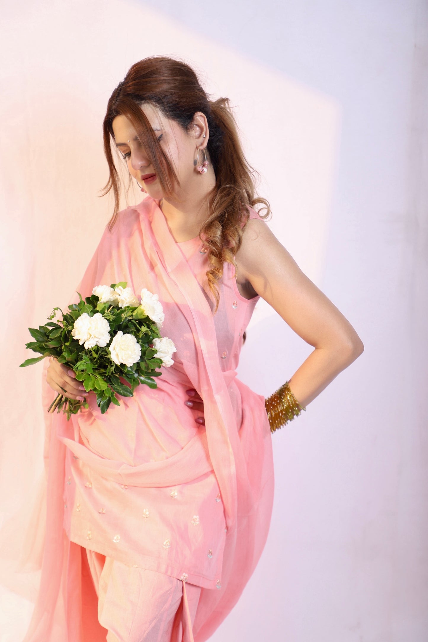 Small Floral Embroidery Mul Cotton set