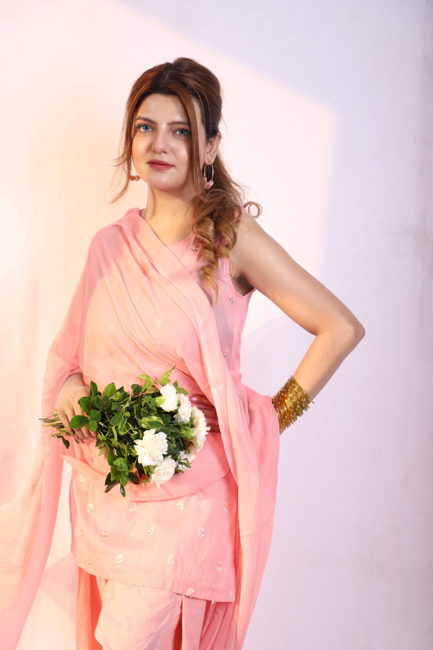 Small Floral Embroidery Mul Cotton set