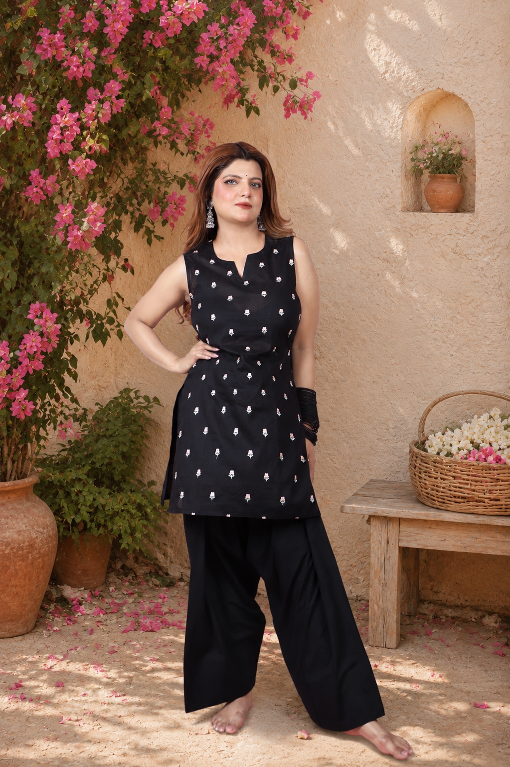 Small Floral Embroidery Mul Cotton set