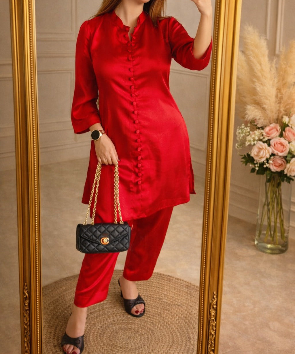 Ruby Satin Co-Ord Set