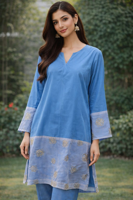 Serene Sky Embroidered Co-ord set