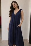 Midnight Grace Tie-Shoulder Dress