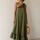 Olive Knot Satin Dress