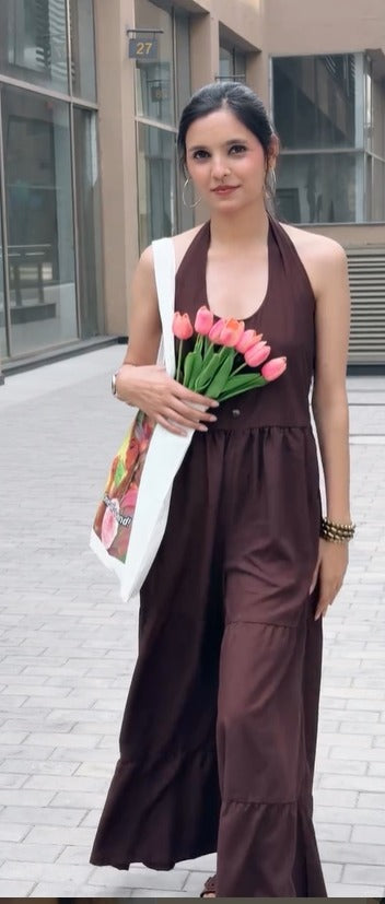 brown jumpsuit dress