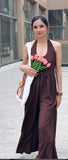 brown jumpsuit dress