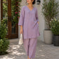 Lavender V-Neck Kurta Set