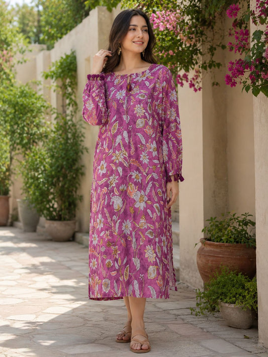 Floral Digital print Crepe Kaftan