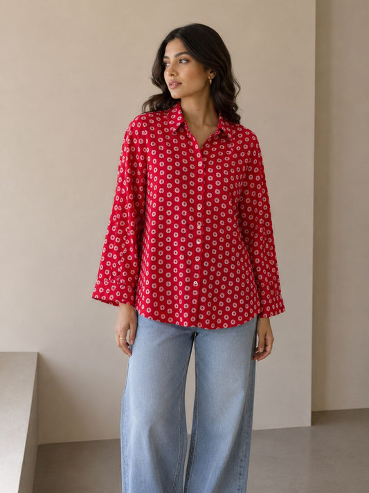 Crimson Bloom Shirt